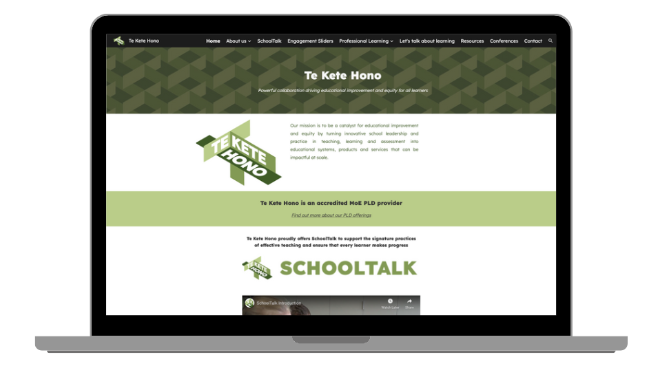 Te Kete Hono website Mock up